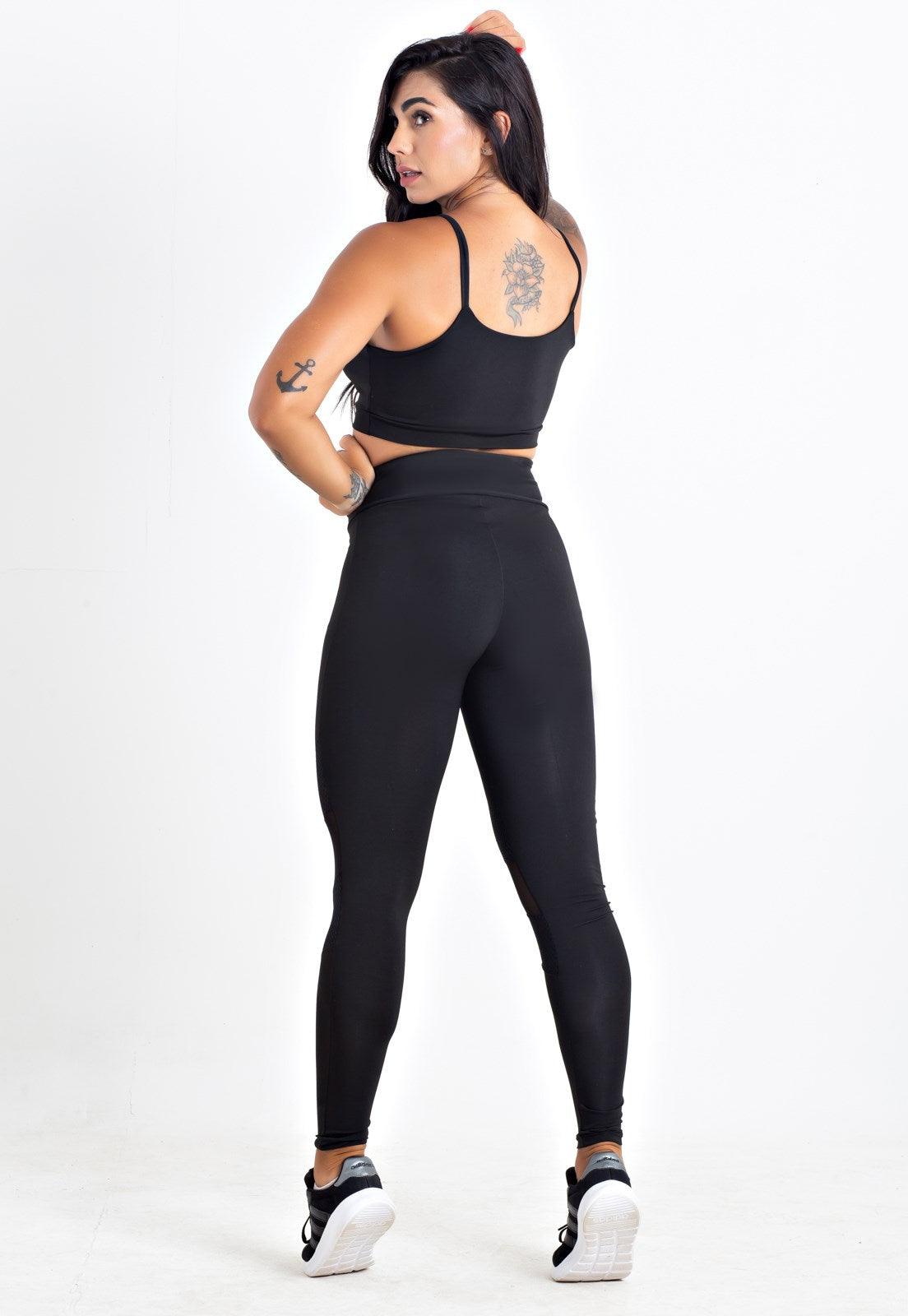 Conjunto Fitness Feminino Calça Legging Preta Estilo Ativo - Compre Agora!